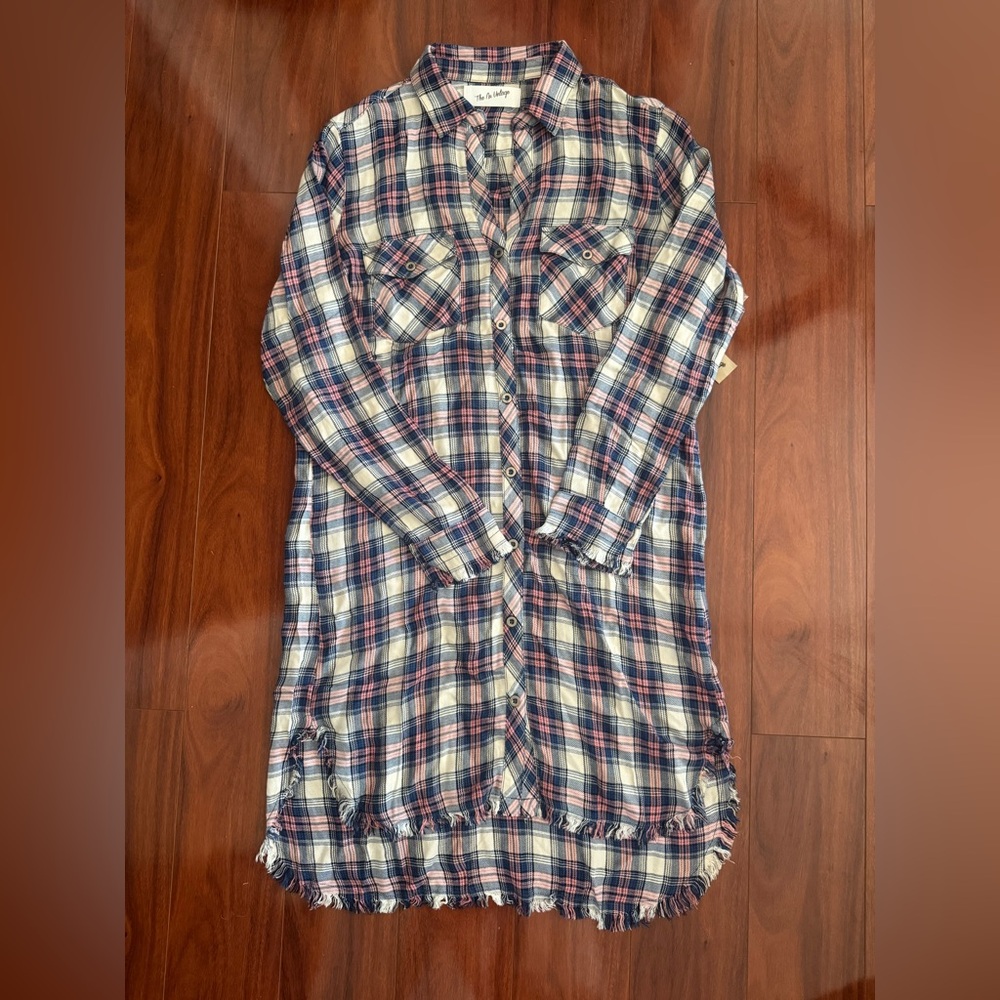 Plaid Button-Up Shirt Dress